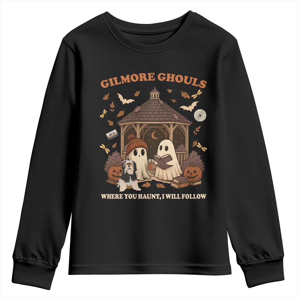 Gilmore Ghouls Halloween Youth Sweatshirt Retro Book Lover Cute Ghost Fall Pumpkin TS10 Black Print Your Wear