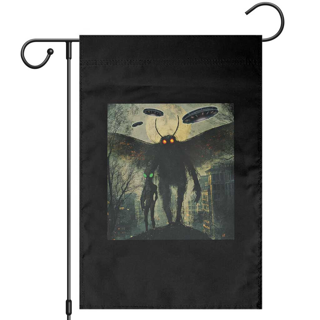 Mothman Aliens Garden Flag Funny Cryptid Alien UFO TS10 Black Print Your Wear