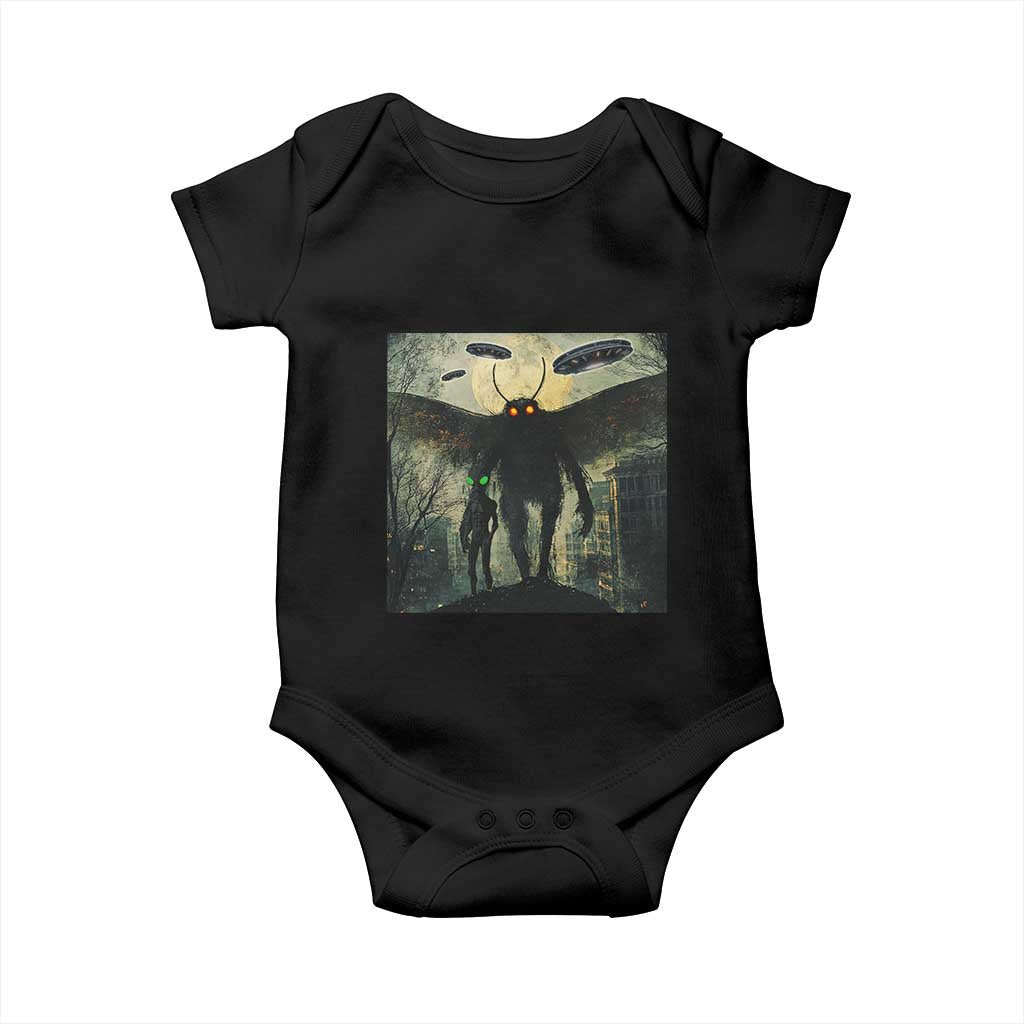 Mothman Aliens Baby Onesie Funny Cryptid Alien UFO TS10 Black Print Your Wear