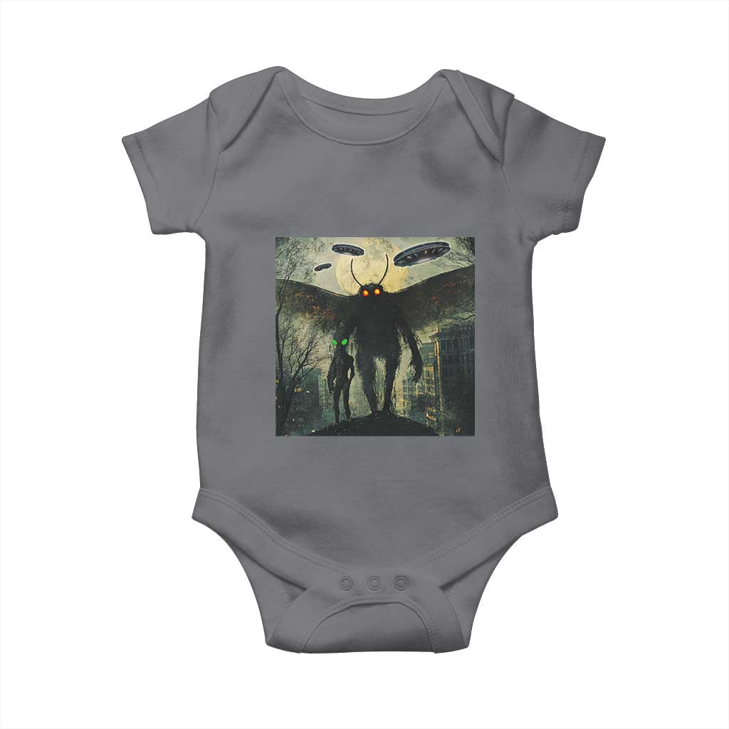 Mothman Aliens Baby Onesie Funny Cryptid Alien UFO TS10 Charcoal Print Your Wear