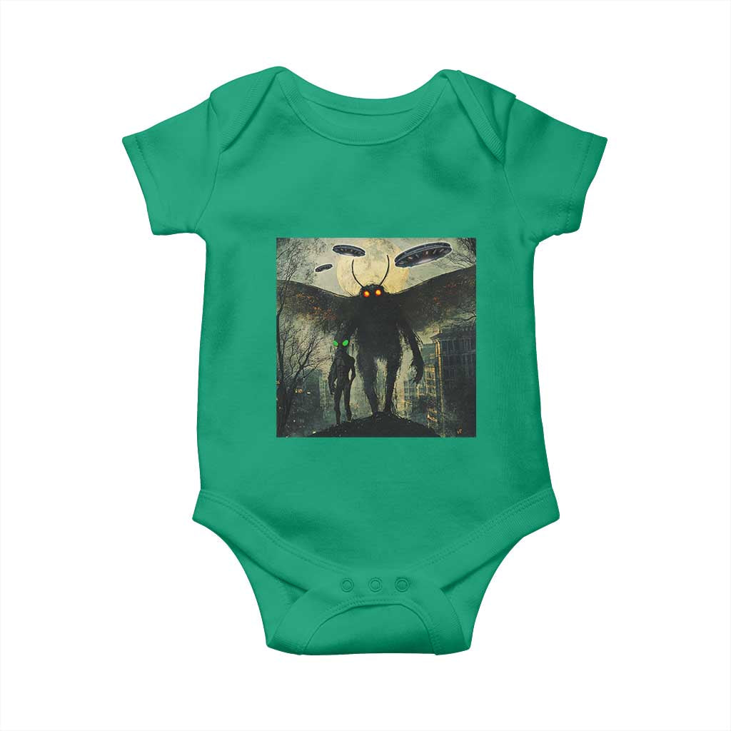 Mothman Aliens Baby Onesie Funny Cryptid Alien UFO TS10 Irish Green Print Your Wear
