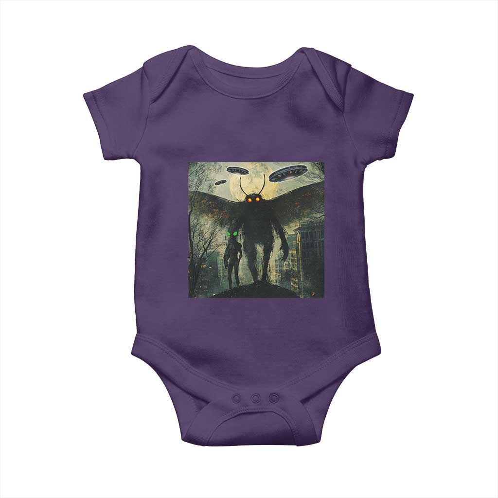 Mothman Aliens Baby Onesie Funny Cryptid Alien UFO TS10 Purple Print Your Wear