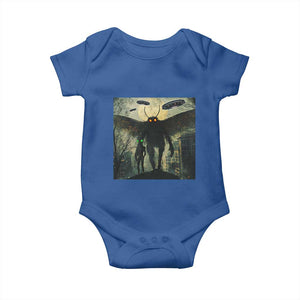 Mothman Aliens Baby Onesie Funny Cryptid Alien UFO TS10 Royal Blue Print Your Wear