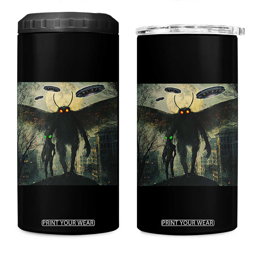 Mothman Aliens 4 in 1 Can Cooler Tumbler Funny Cryptid Alien UFO TS10 One Size: 16 oz Black Print Your Wear