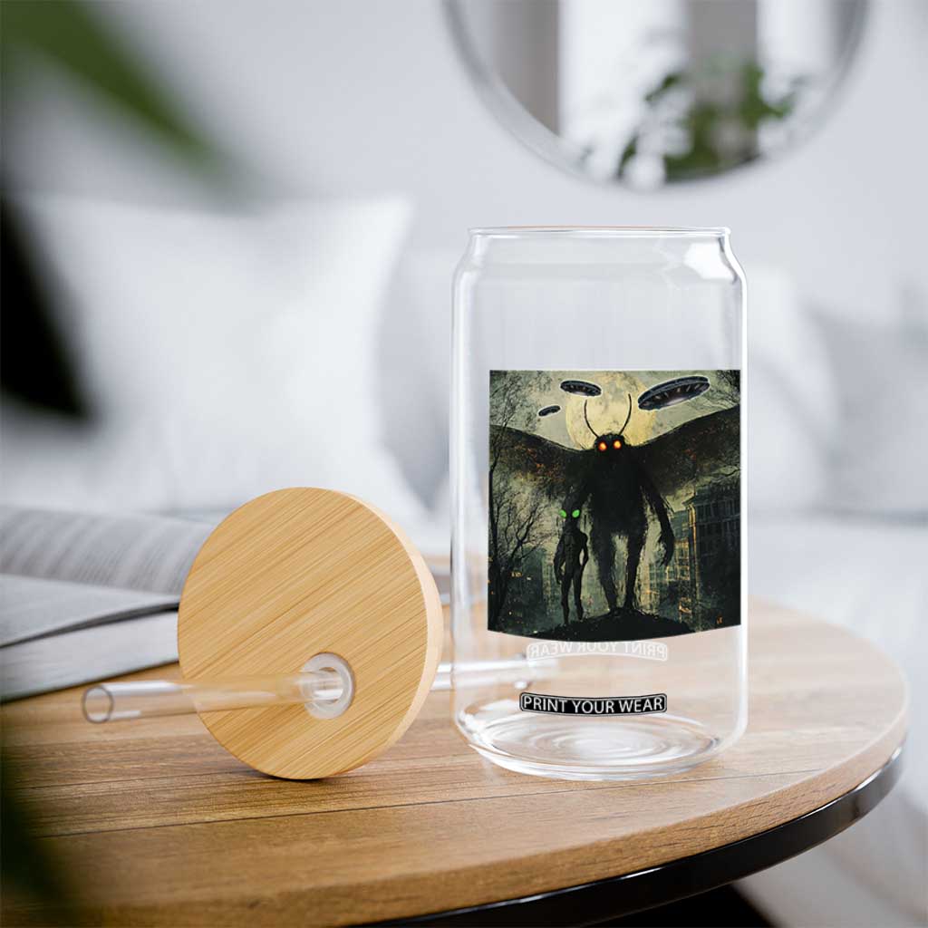 Mothman Aliens Glass Can Funny Cryptid Alien UFO TS10 Print Your Wear