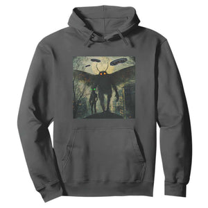 Mothman Aliens Hoodie Funny Cryptid Alien UFO TS10 Dark Heather Print Your Wear