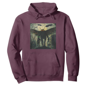 Mothman Aliens Hoodie Funny Cryptid Alien UFO TS10 Maroon Print Your Wear