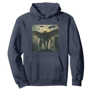 Mothman Aliens Hoodie Funny Cryptid Alien UFO TS10 Navy Print Your Wear
