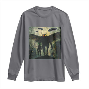 Mothman Aliens Long Sleeve Shirt Funny Cryptid Alien UFO TS10 Charcoal Print Your Wear