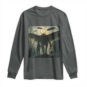 Mothman Aliens Long Sleeve Shirt Funny Cryptid Alien UFO TS10 Dark Heather Print Your Wear