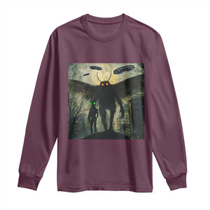Mothman Aliens Long Sleeve Shirt Funny Cryptid Alien UFO TS10 Maroon Print Your Wear