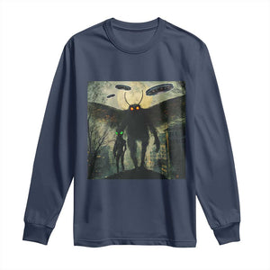 Mothman Aliens Long Sleeve Shirt Funny Cryptid Alien UFO TS10 Navy Print Your Wear
