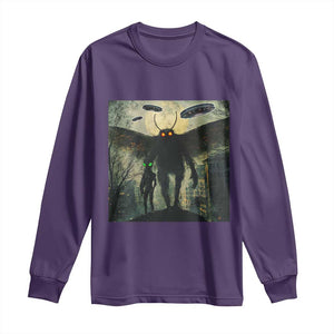 Mothman Aliens Long Sleeve Shirt Funny Cryptid Alien UFO TS10 Purple Print Your Wear