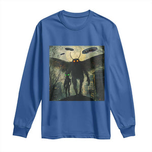 Mothman Aliens Long Sleeve Shirt Funny Cryptid Alien UFO TS10 Royal Blue Print Your Wear