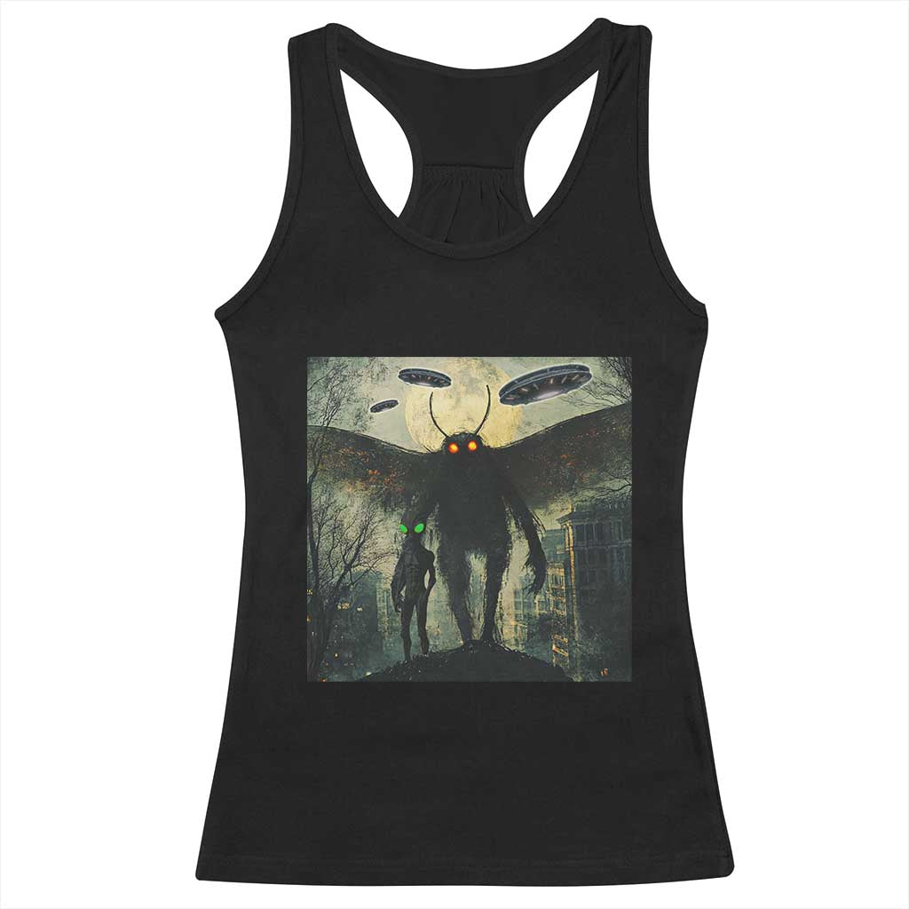 Mothman Aliens Racerback Tank Top Funny Cryptid Alien UFO TS10 Black Print Your Wear