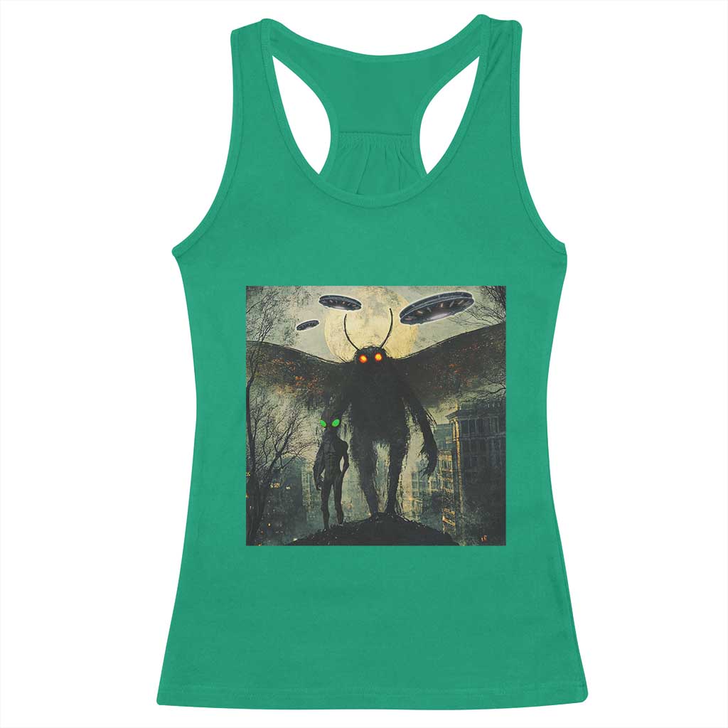 Mothman Aliens Racerback Tank Top Funny Cryptid Alien UFO TS10 Irish Green Print Your Wear