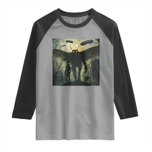 Mothman Aliens Raglan Shirt Funny Cryptid Alien UFO TS10 Sport Gray Black Print Your Wear
