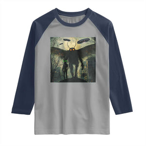 Mothman Aliens Raglan Shirt Funny Cryptid Alien UFO TS10 Sport Gray Navy Print Your Wear