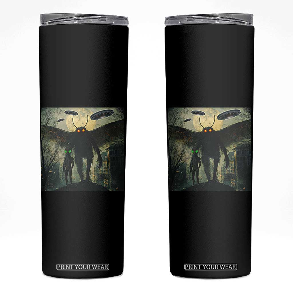 Mothman Aliens Skinny Tumbler Funny Cryptid Alien UFO TS10 Black Print Your Wear