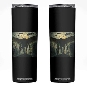 Mothman Aliens Skinny Tumbler Funny Cryptid Alien UFO TS10 Black Print Your Wear