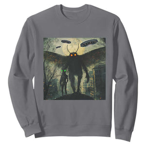Mothman Aliens Sweatshirt Funny Cryptid Alien UFO TS10 Charcoal Print Your Wear