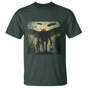 Mothman Aliens T Shirt Funny Cryptid Alien UFO TS10 Dark Forest Green Print Your Wear