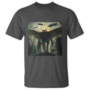 Mothman Aliens T Shirt Funny Cryptid Alien UFO TS10 Dark Heather Print Your Wear