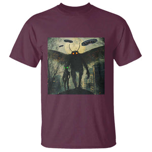 Mothman Aliens T Shirt Funny Cryptid Alien UFO TS10 Maroon Print Your Wear