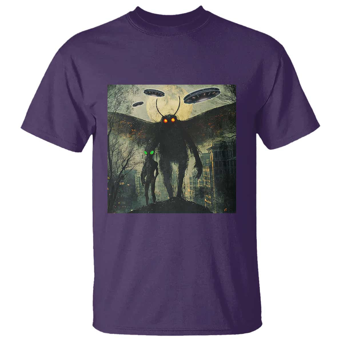 Mothman Aliens T Shirt Funny Cryptid Alien UFO TS10 Purple Print Your Wear
