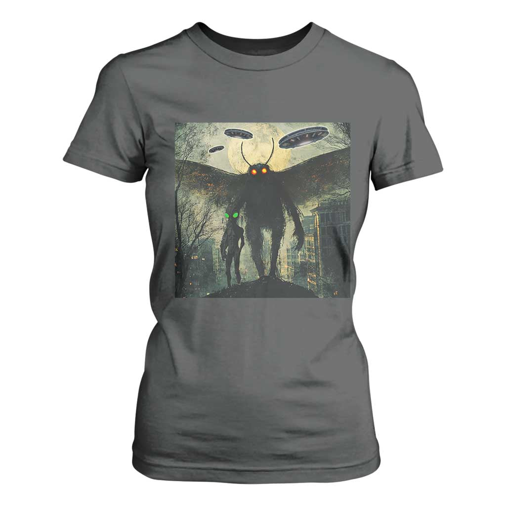 Mothman Aliens T Shirt For Women Funny Cryptid Alien UFO TS10 Dark Heather Print Your Wear
