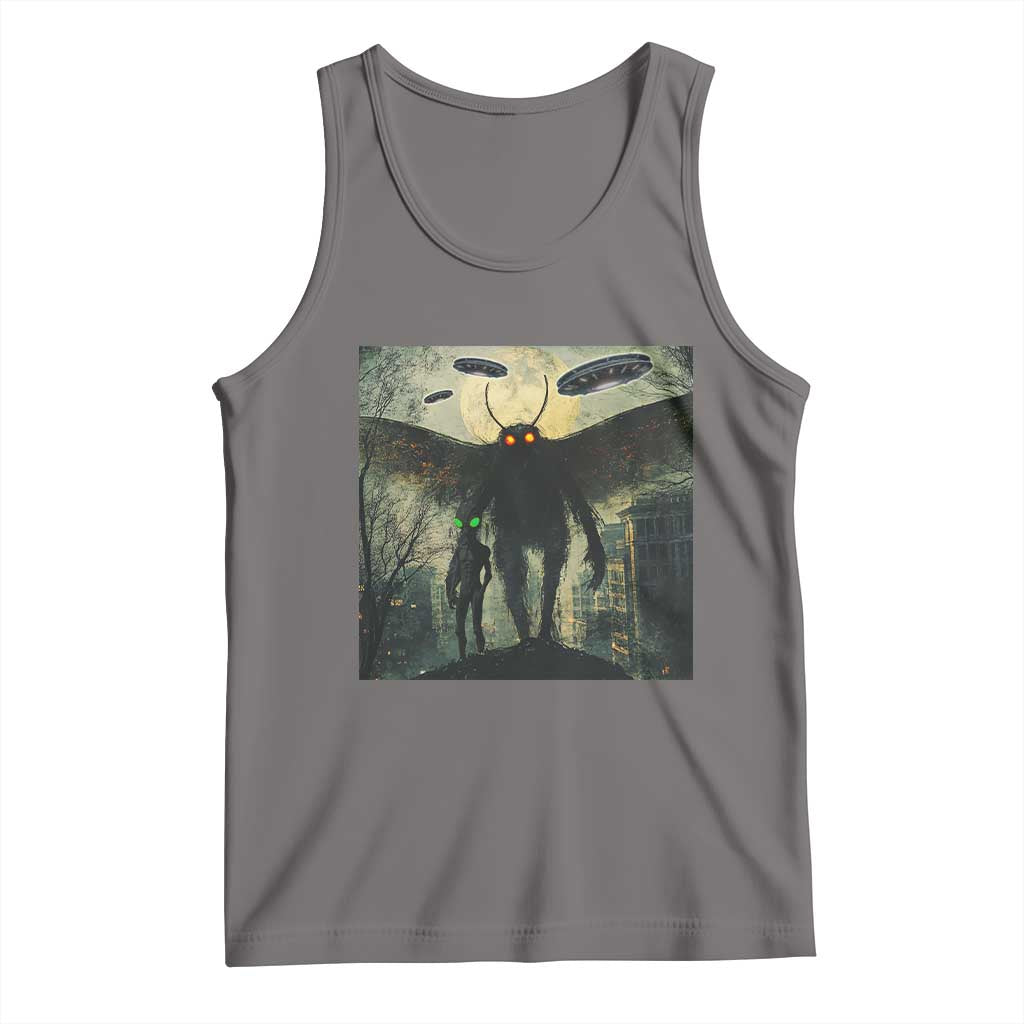 Mothman Aliens Tank Top Funny Cryptid Alien UFO TS10 Deep Heather Print Your Wear