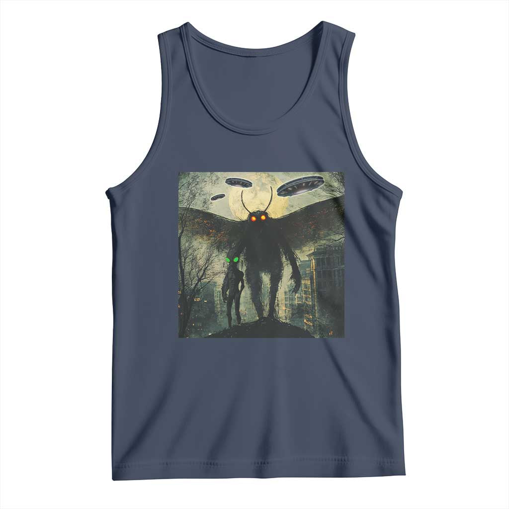 Mothman Aliens Tank Top Funny Cryptid Alien UFO TS10 Navy Print Your Wear