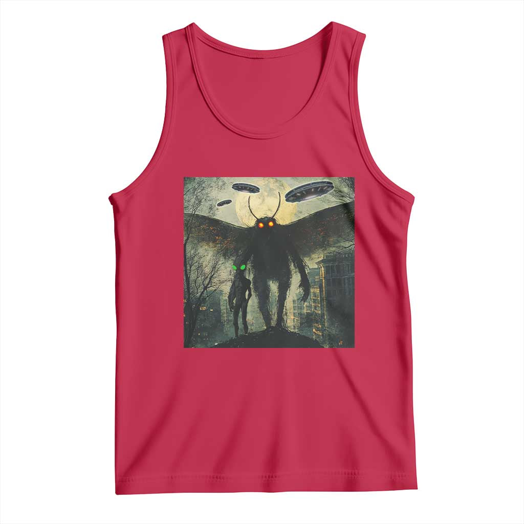 Mothman Aliens Tank Top Funny Cryptid Alien UFO TS10 Red Print Your Wear
