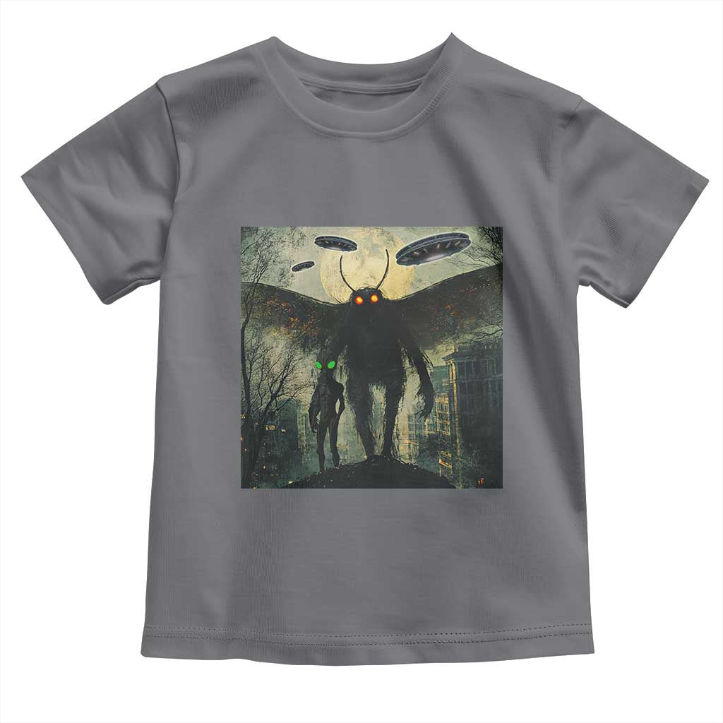 Mothman Aliens Toddler T Shirt Funny Cryptid Alien UFO TS10 Charcoal Print Your Wear