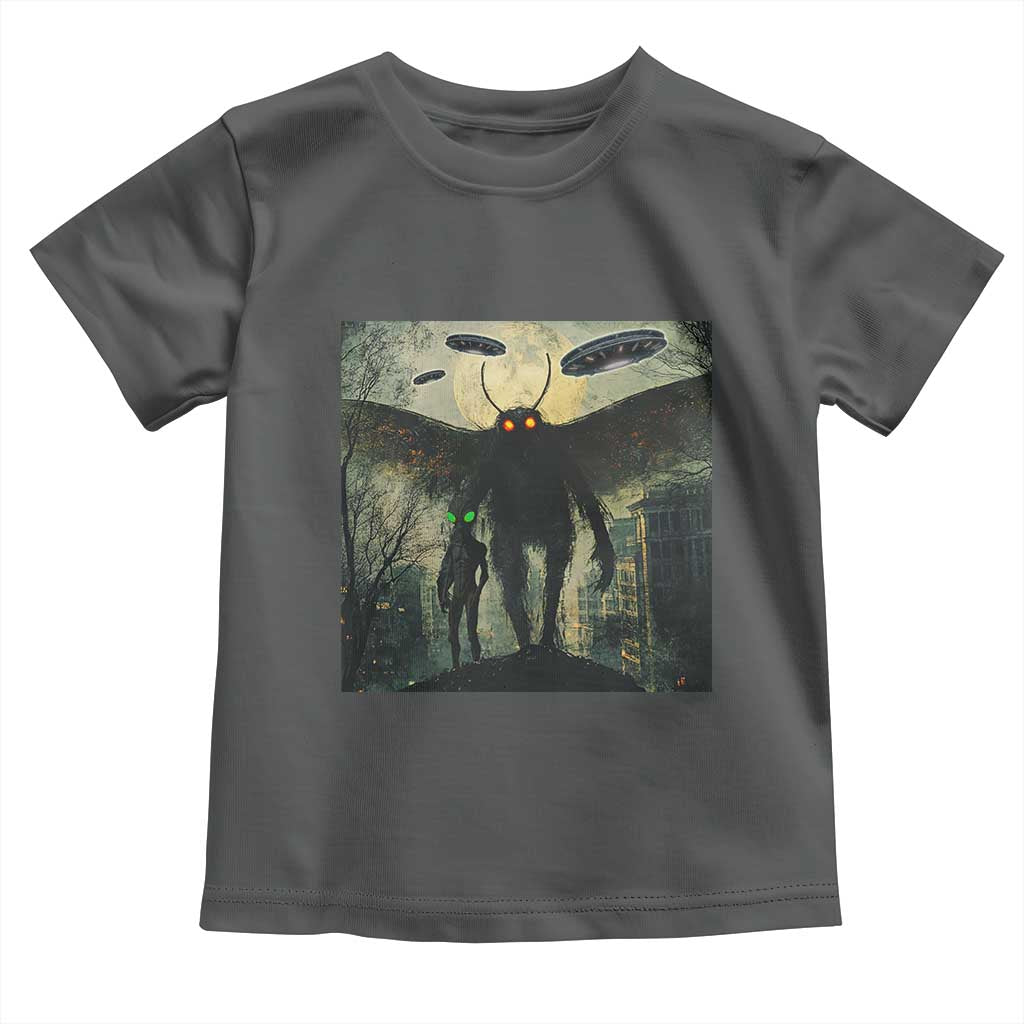 Mothman Aliens Toddler T Shirt Funny Cryptid Alien UFO TS10 Dark Heather Print Your Wear