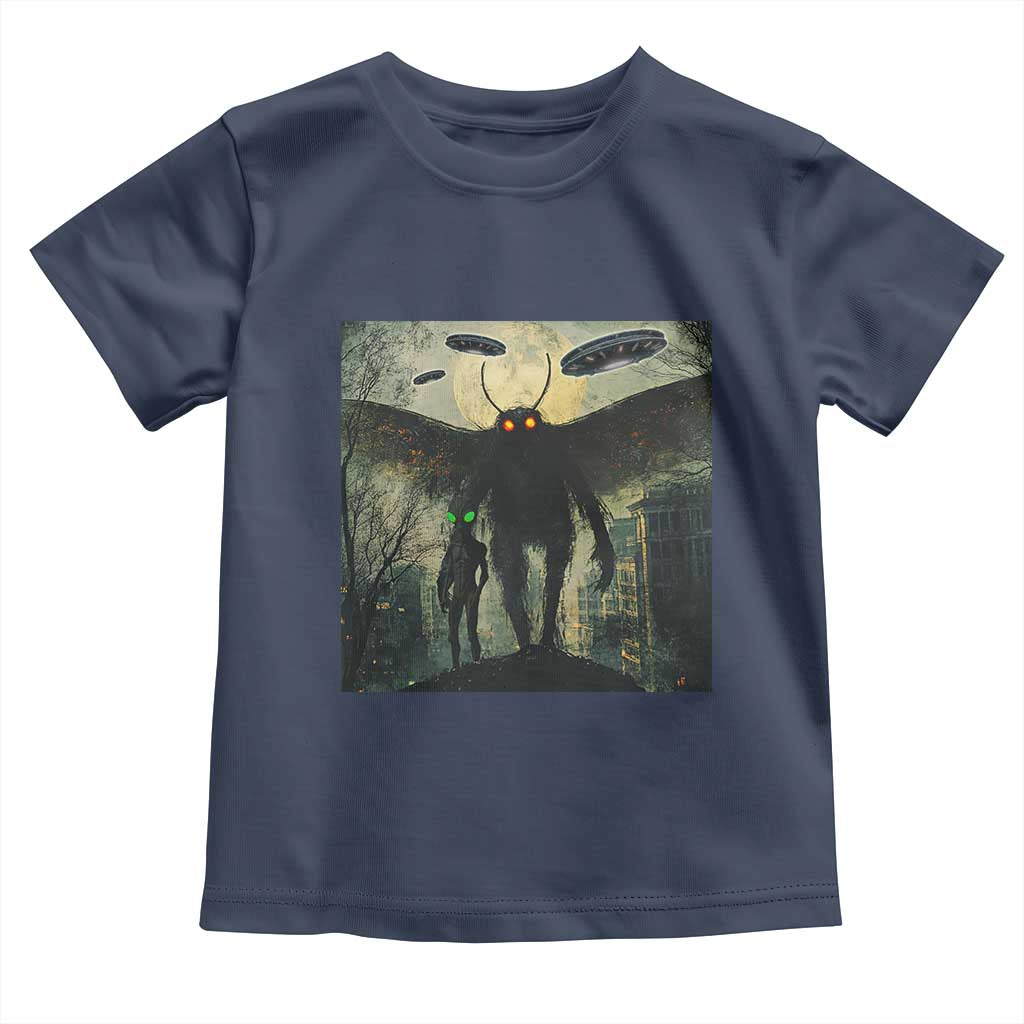 Mothman Aliens Toddler T Shirt Funny Cryptid Alien UFO TS10 Navy Print Your Wear