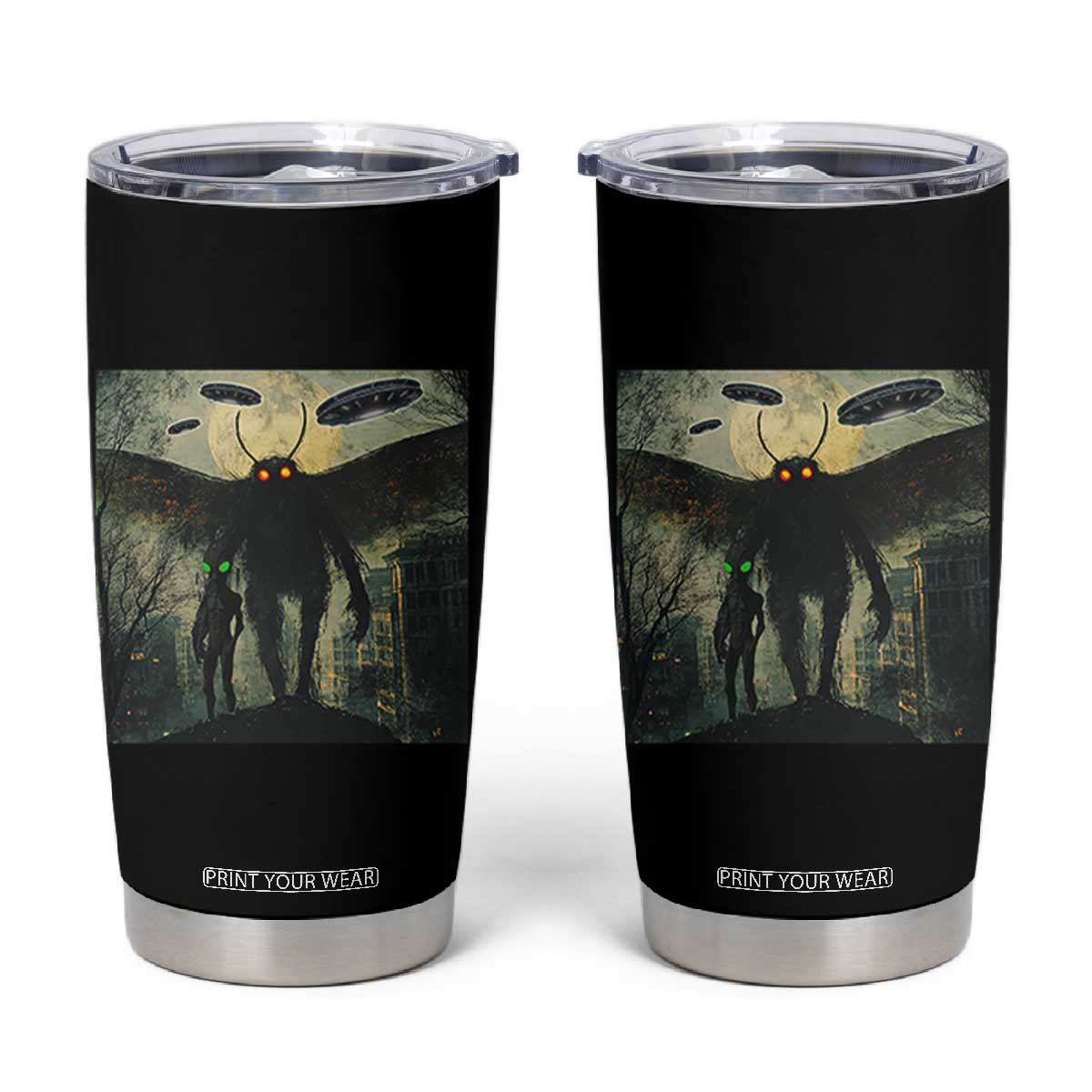 Mothman Aliens Tumbler Cup Funny Cryptid Alien UFO TS10 Black Print Your Wear