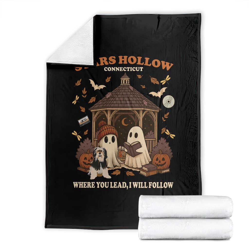 Halloween Stars Hollow Throw Blanket Retro Book Lover Cute Ghost Fall Pumpkin TS10 Black Print Your Wear