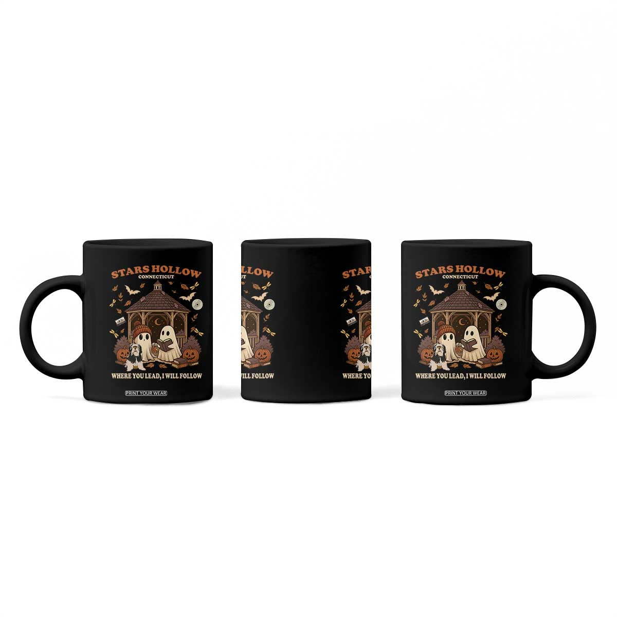 Halloween Stars Hollow Coffee Mug Retro Book Lover Cute Ghost Fall Pumpkin TS10 Print Your Wear