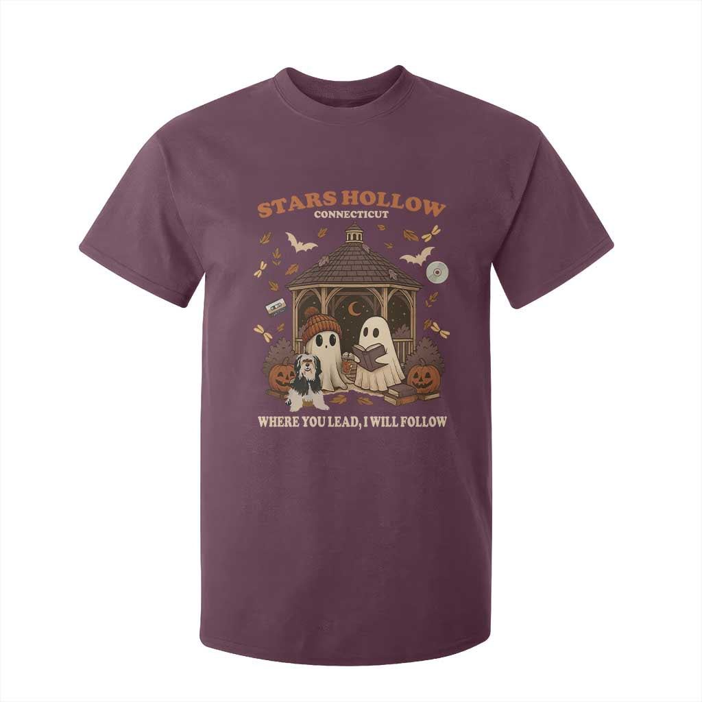 Halloween Stars Hollow T Shirt For Kid Retro Book Lover Cute Ghost Fall Pumpkin TS10 Maroon Print Your Wear