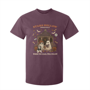 Halloween Stars Hollow T Shirt For Kid Retro Book Lover Cute Ghost Fall Pumpkin TS10 Maroon Print Your Wear