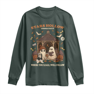 Halloween Stars Hollow Long Sleeve Shirt Retro Book Lover Cute Ghost Fall Pumpkin TS10 Dark Forest Green Print Your Wear