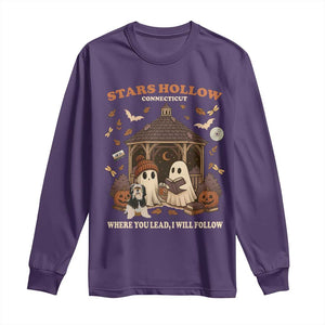 Halloween Stars Hollow Long Sleeve Shirt Retro Book Lover Cute Ghost Fall Pumpkin TS10 Purple Print Your Wear