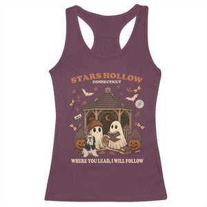 Halloween Stars Hollow Racerback Tank Top Retro Book Lover Cute Ghost Fall Pumpkin TS10 Maroon Print Your Wear