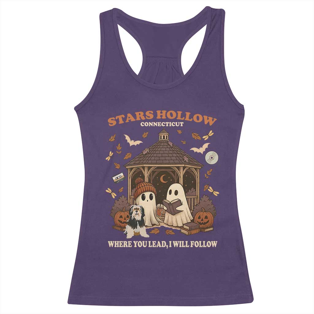 Halloween Stars Hollow Racerback Tank Top Retro Book Lover Cute Ghost Fall Pumpkin TS10 Purple Print Your Wear