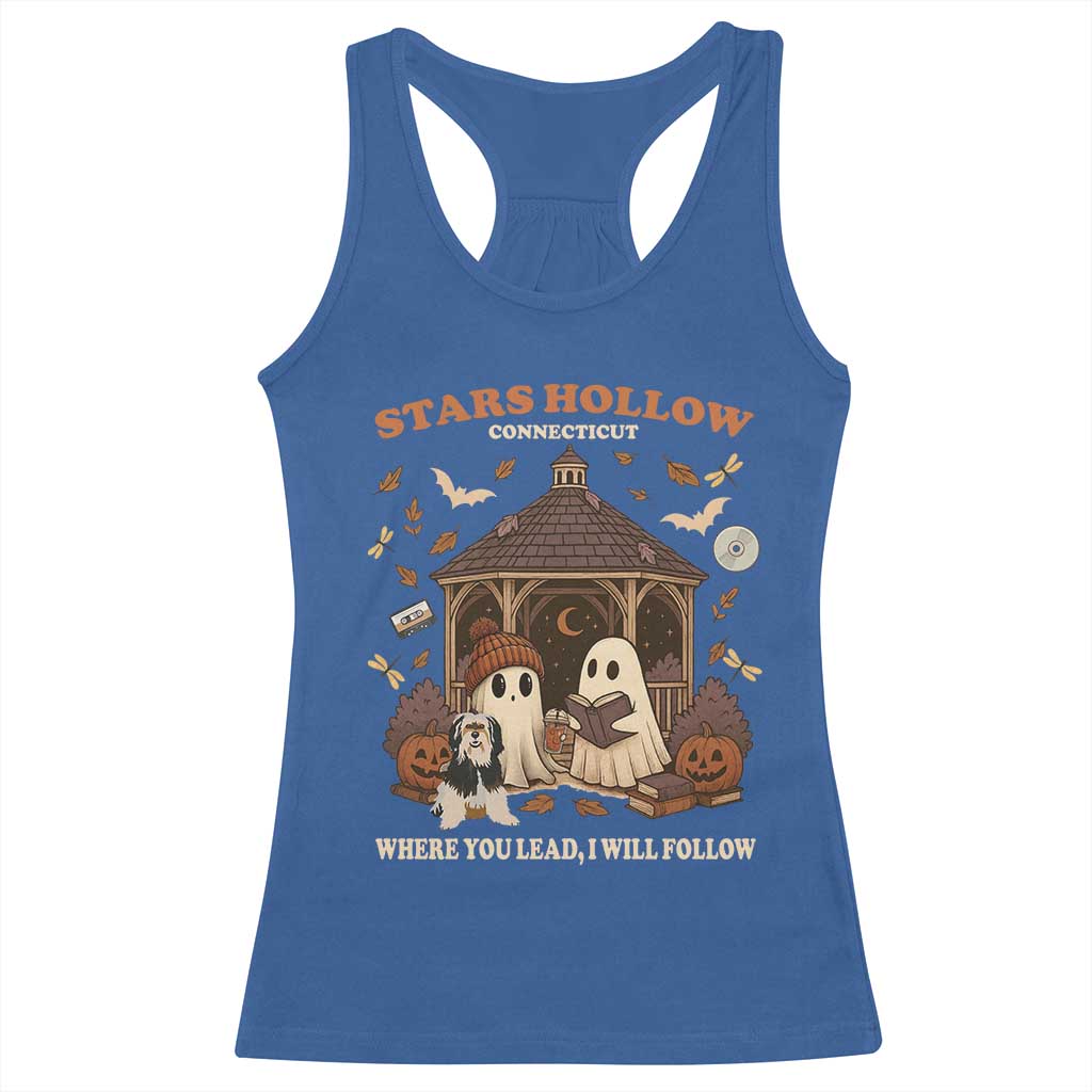 Halloween Stars Hollow Racerback Tank Top Retro Book Lover Cute Ghost Fall Pumpkin TS10 Royal Blue Print Your Wear