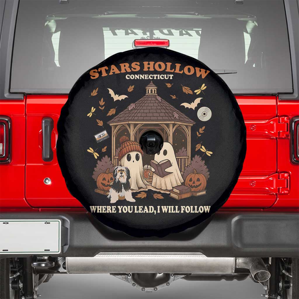 Halloween Stars Hollow Spare Tire Cover Retro Book Lover Cute Ghost Fall Pumpkin TS10 Black Print Your Wear