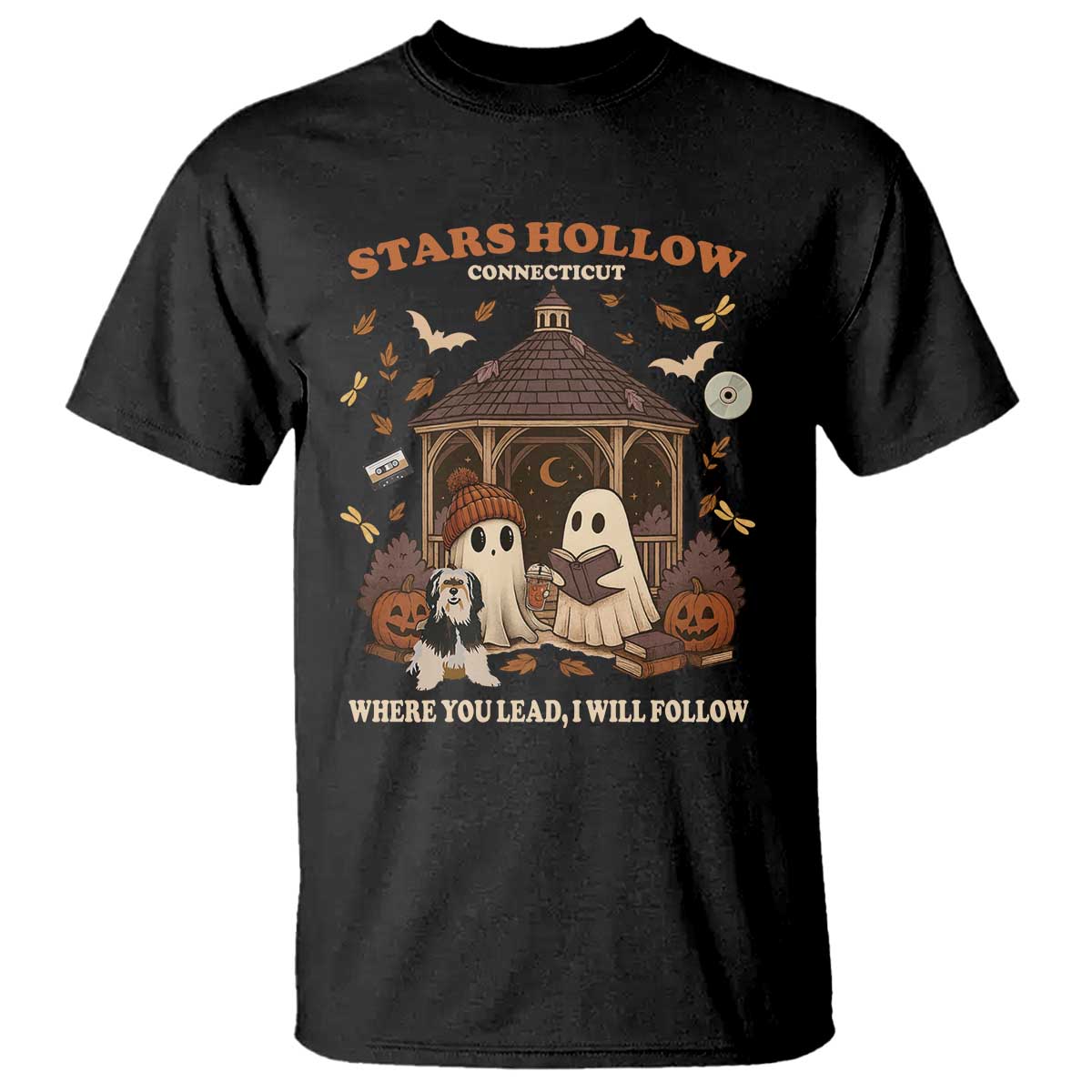 Halloween Stars Hollow T Shirt Retro Book Lover Cute Ghost Fall Pumpkin TS10 Black Print Your Wear