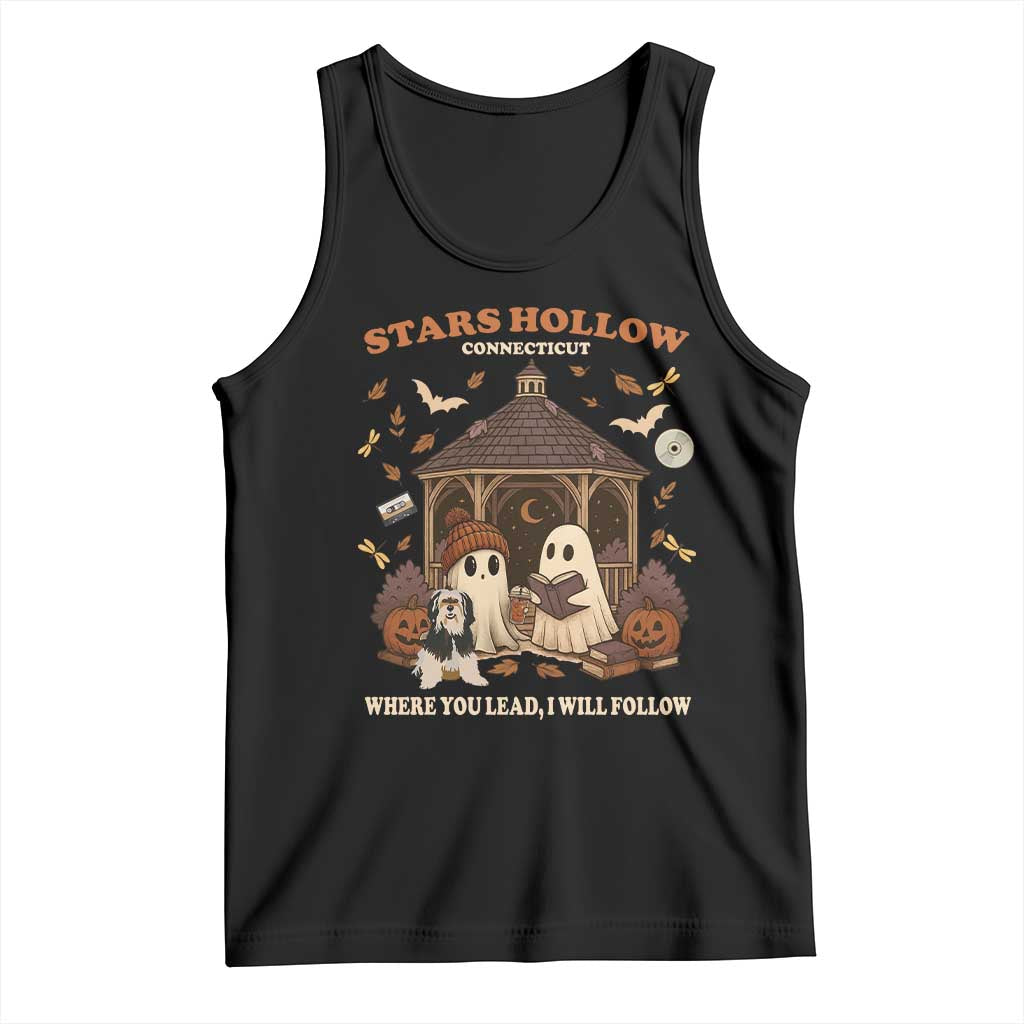 Halloween Stars Hollow Tank Top Retro Book Lover Cute Ghost Fall Pumpkin TS10 Black Print Your Wear