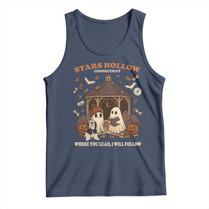 Halloween Stars Hollow Tank Top Retro Book Lover Cute Ghost Fall Pumpkin TS10 Navy Print Your Wear